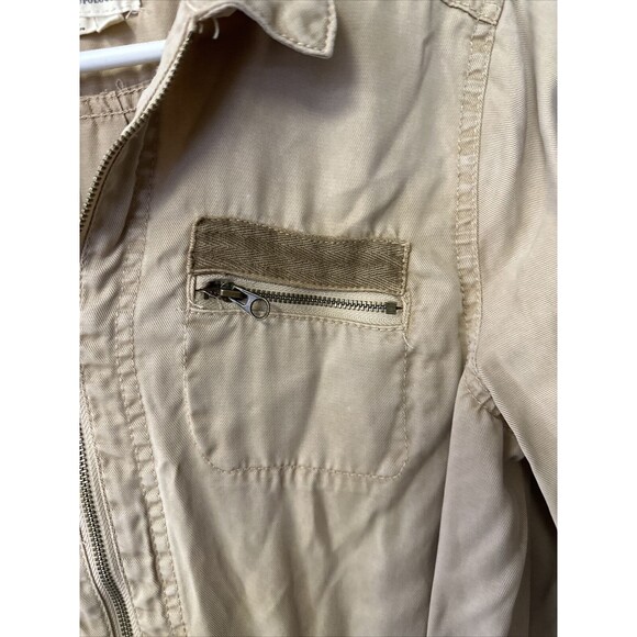 Anthropologie Tan Utility Romper Shorts Collared Zip Pockets Jumpsuit Size Small - Picture 3 of 8